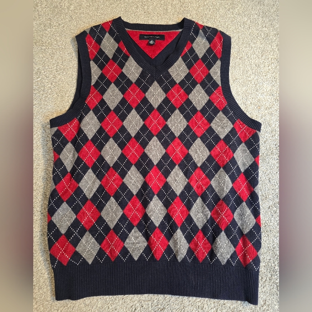 Tommy Hilfiger Sweater Vest 100% Cotton Preppy Countryside Chic Fisherman Unisex